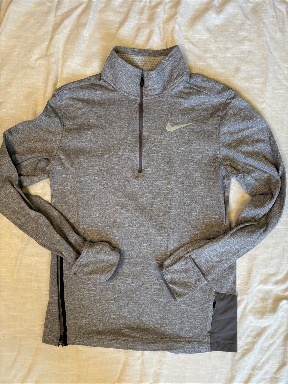 Nike Running Heather Gray Quarter-Zip Performance Pullover